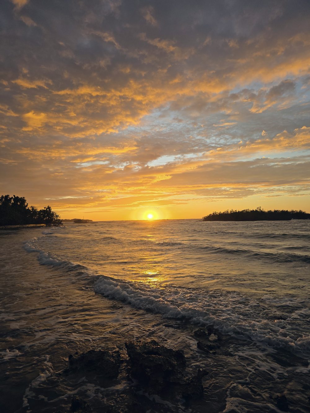 Sunset over the private island