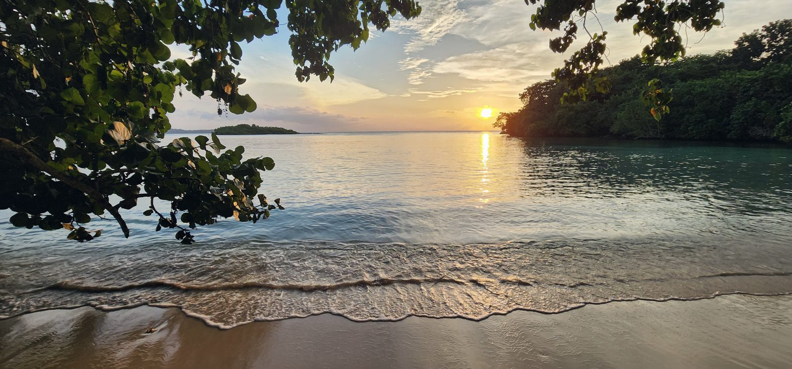 Beach on the Enigma Jamaica site at sunset